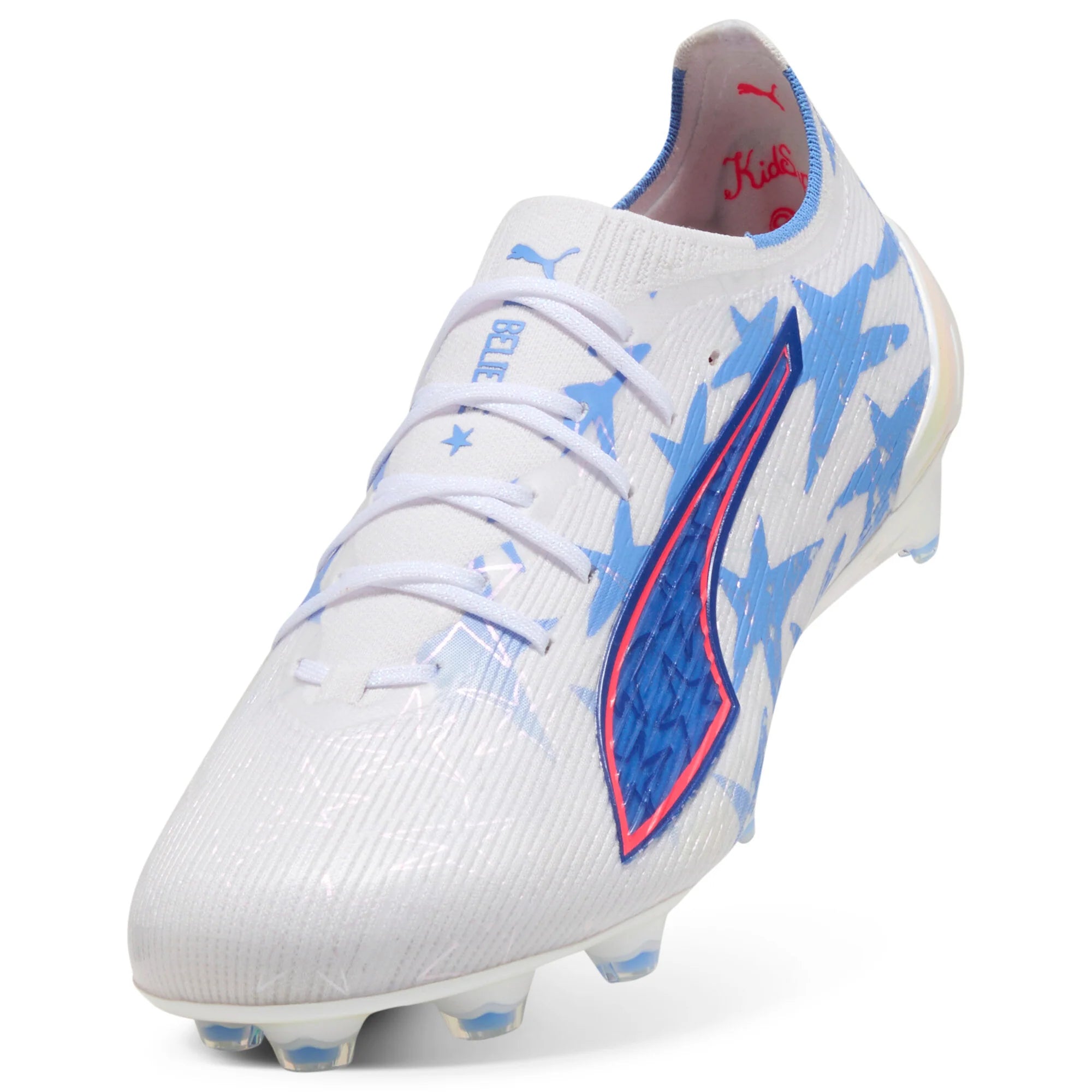 PUMA Ultra 6 Ultimate Kidsuper X CP FG Firm Ground Mens Soccer Cleats White Pink Blue