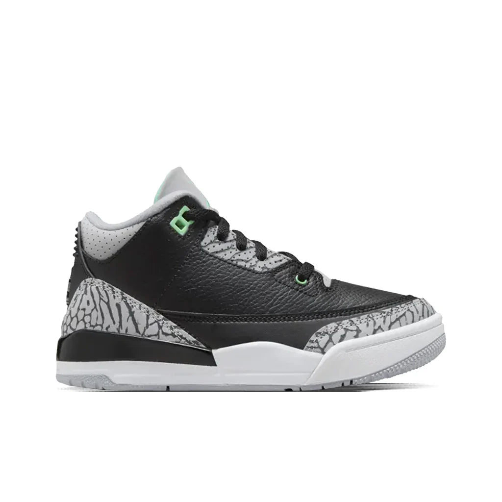 Air Jordan 3 Retro Green Glow PS Black Green Glow Wolf Grey