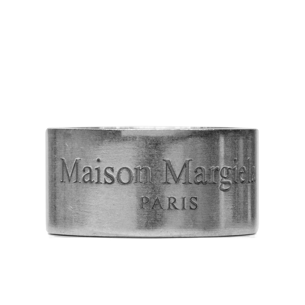 Text Logo Large Band Ring Palladio Semi Polished