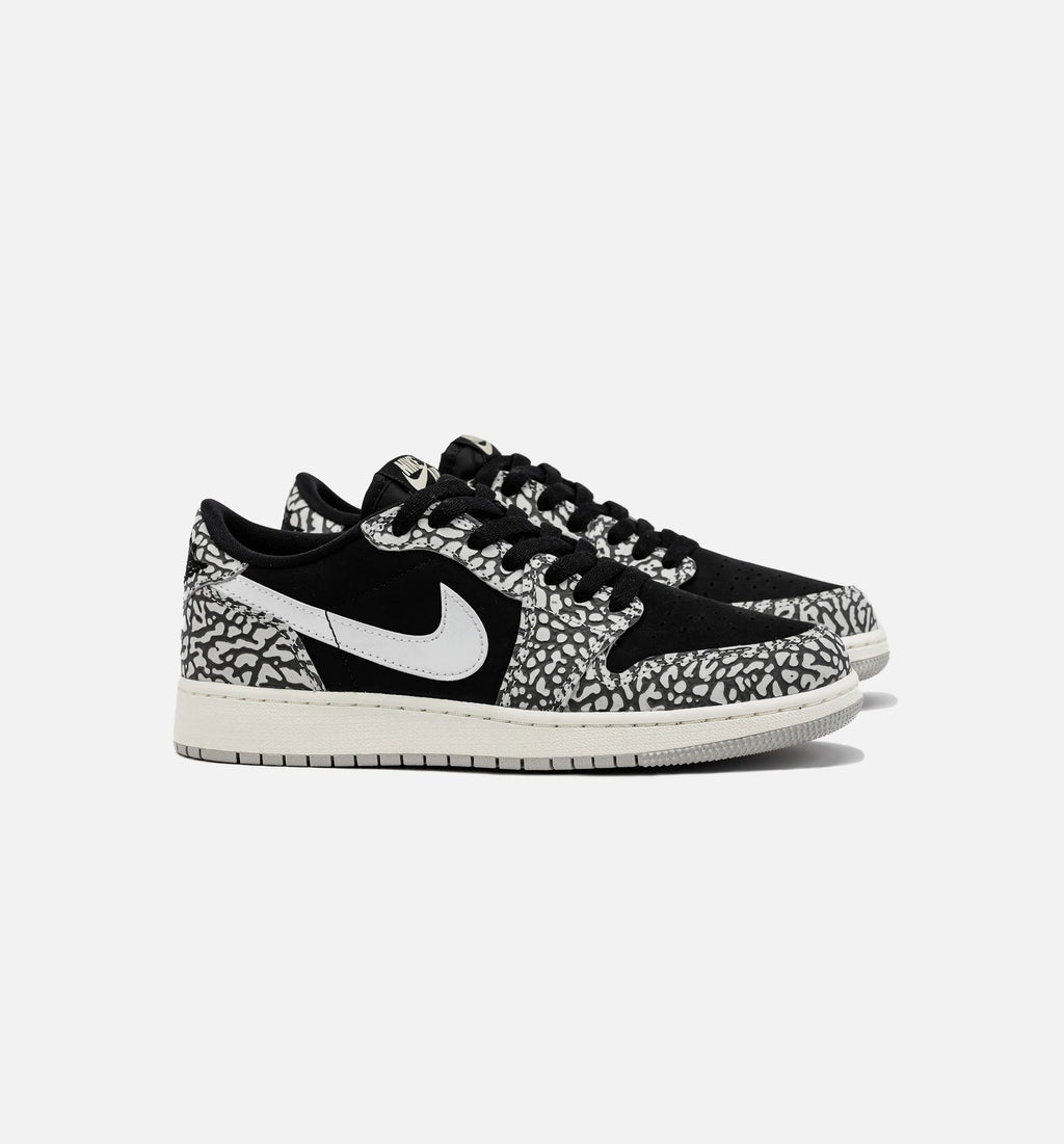 Air Jordan 1 Retro Low OG Black Cement Grade School Lifestyle Shoe Black Grey