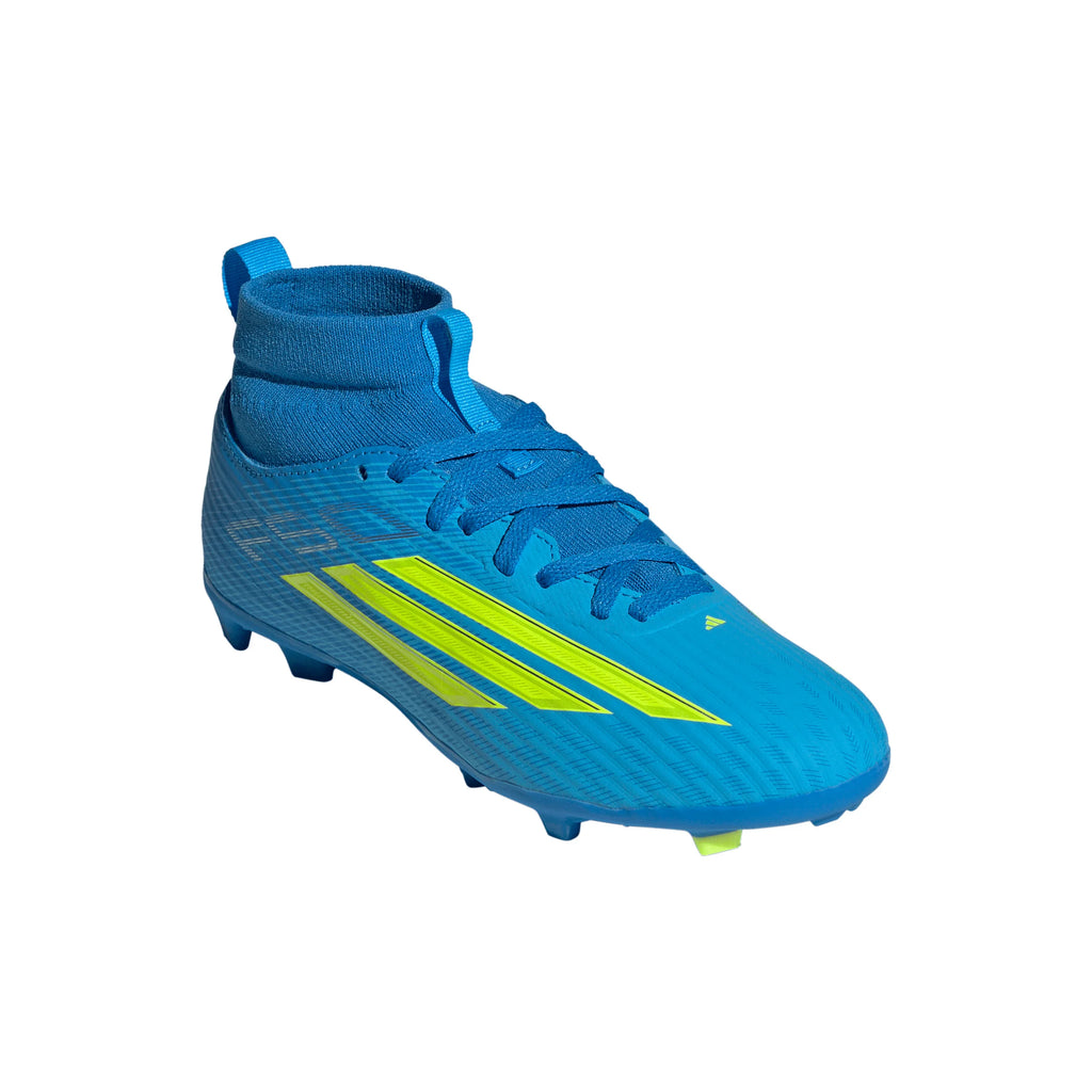 adidas F50 League Mid Cut FG MG Firm Ground Multi Ground Youth Soccer Cleats Blue Yellow Aqua