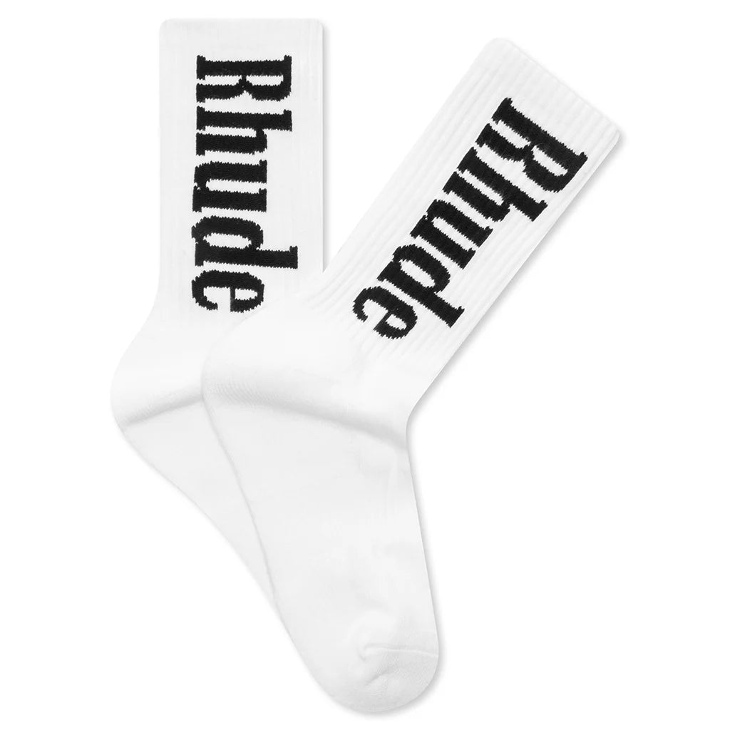 Script Sock White Black