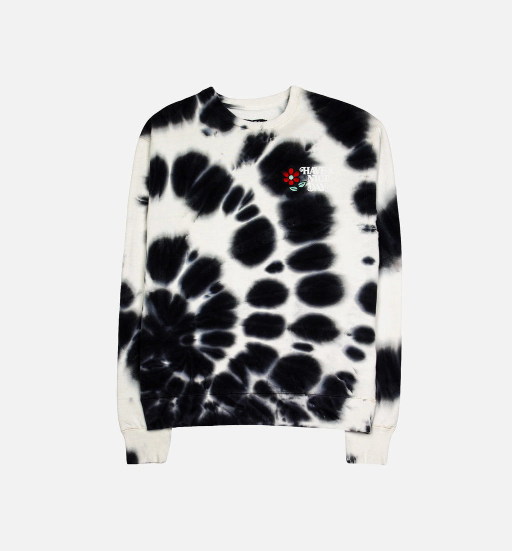 Nice Day Tie Dye Crewneck Mens Crew Black White