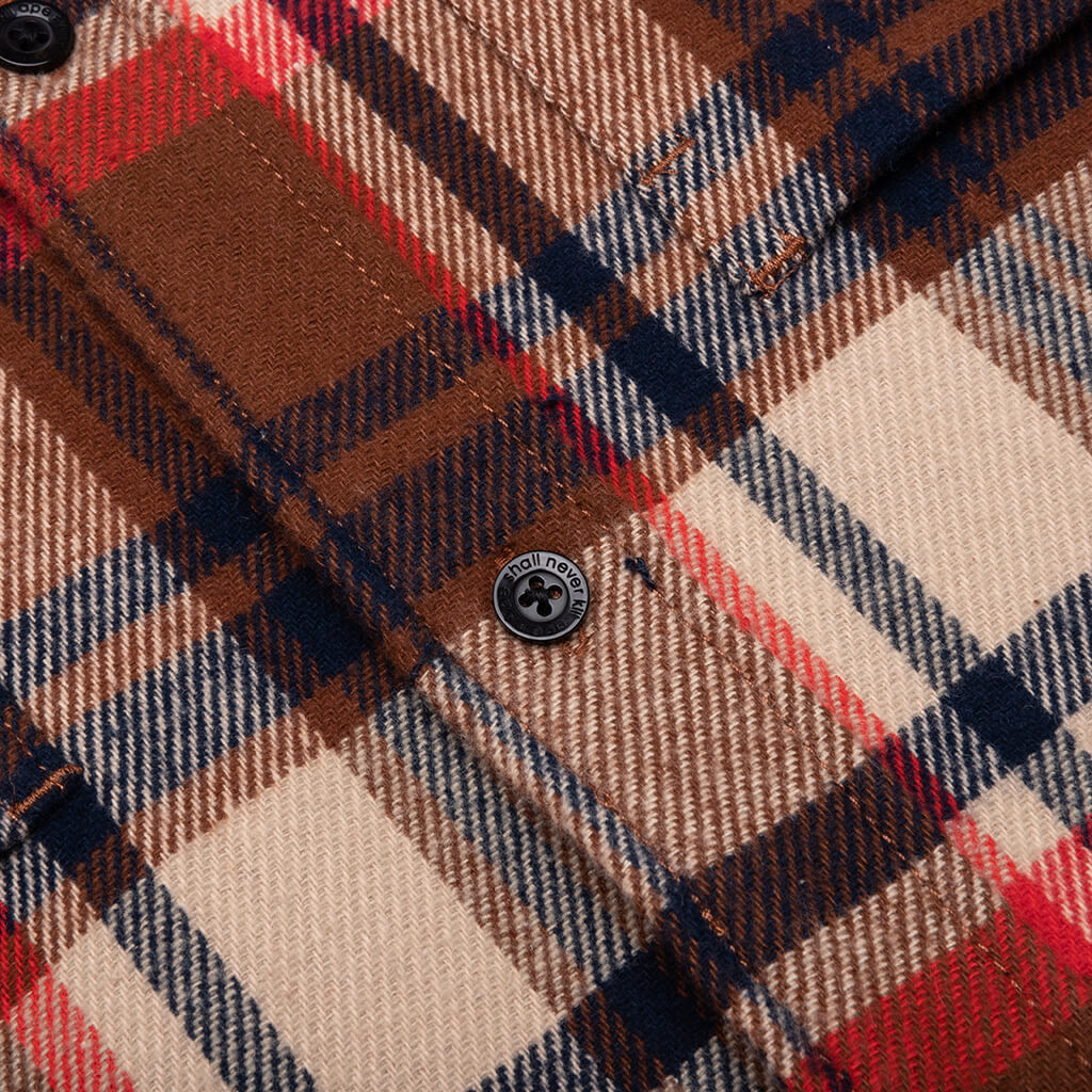 Bape Check Ape Head One Point Flannel Shirt Red