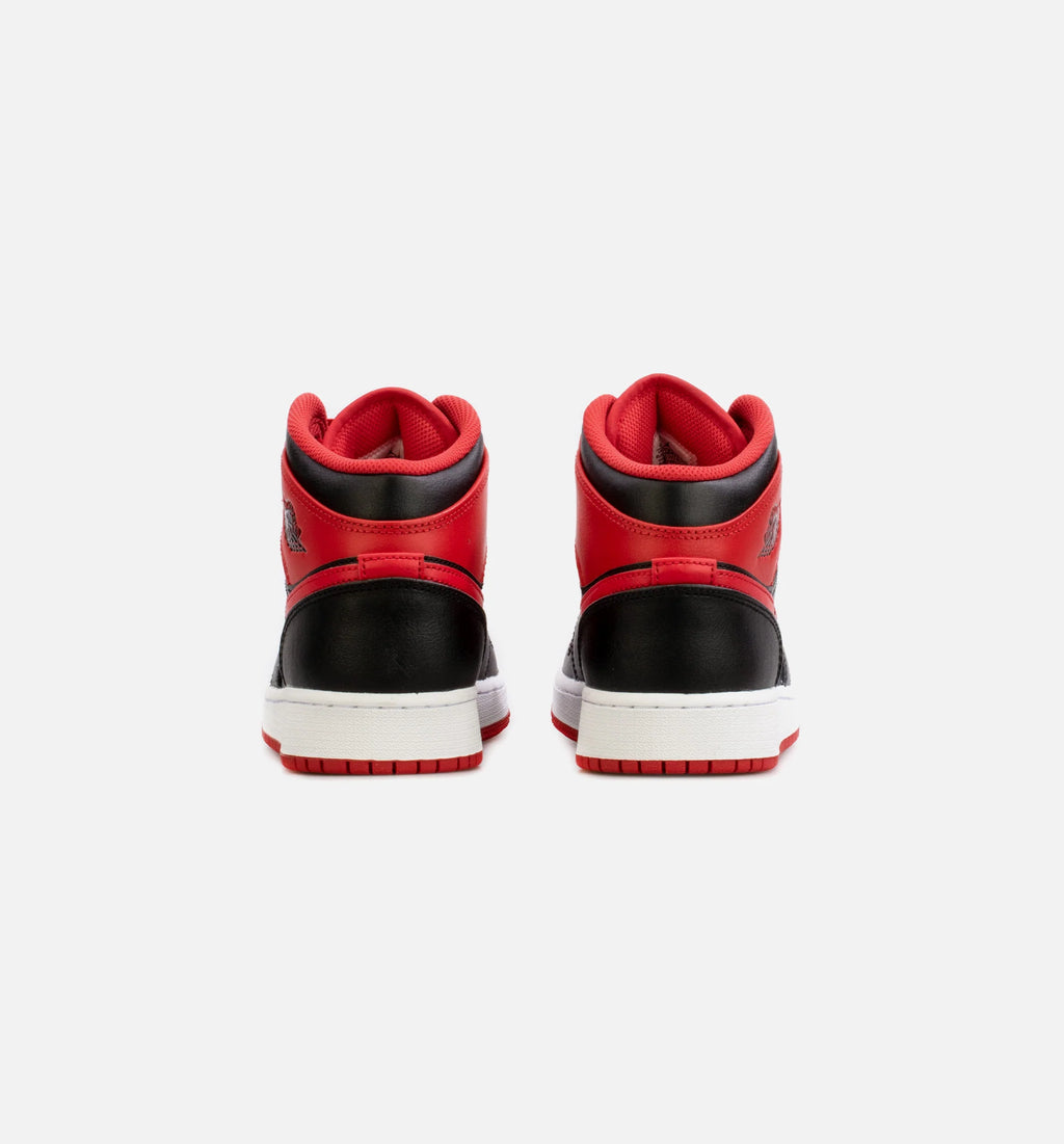 Air Jordan 1 Mid Alternate Red Grade School Lifestyle Shoe Black Red