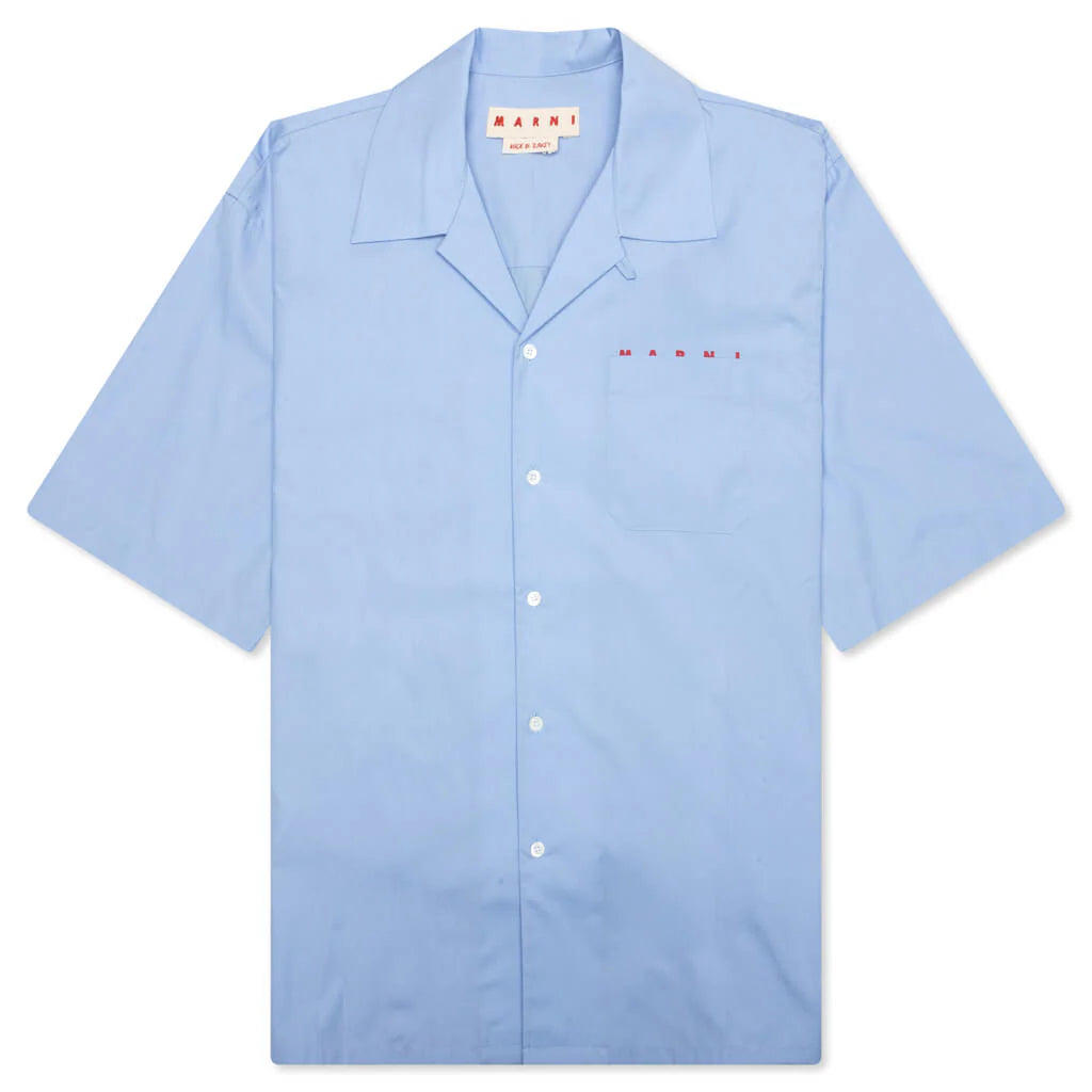 Boxy Fit Logo Bowling Shirt Iris Blue