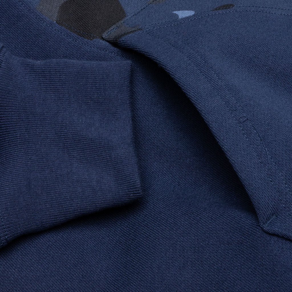 Color Camo College Cutting Relaxed Fit Hoodie Navy