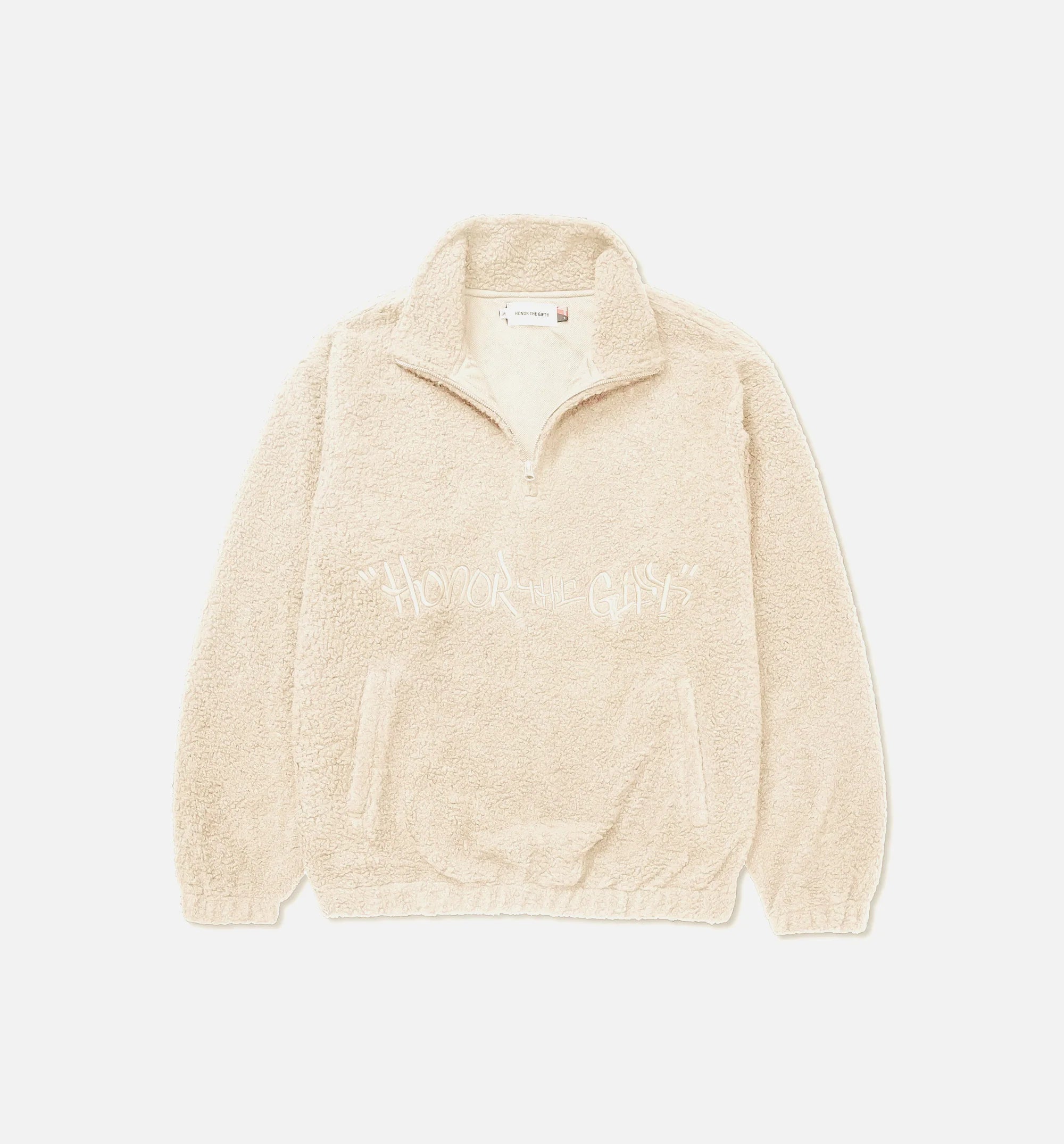 Script Sherpa Zip Mens Jacket Bone