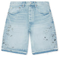 Beaded Splatter Denim Shorts Light Indigo
