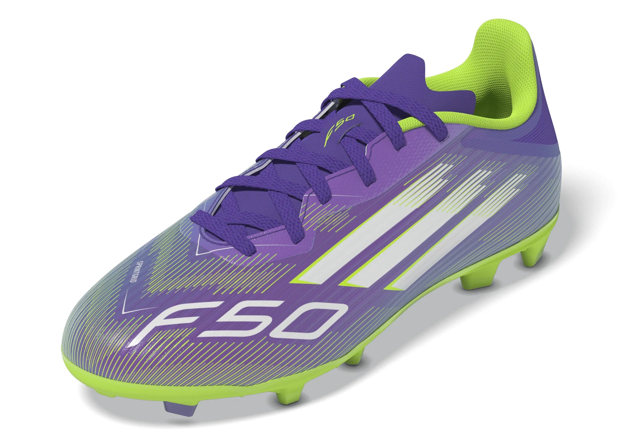 adidas F50 League Firm Multi Ground Soccer Cleats Kids Purple White Lemon