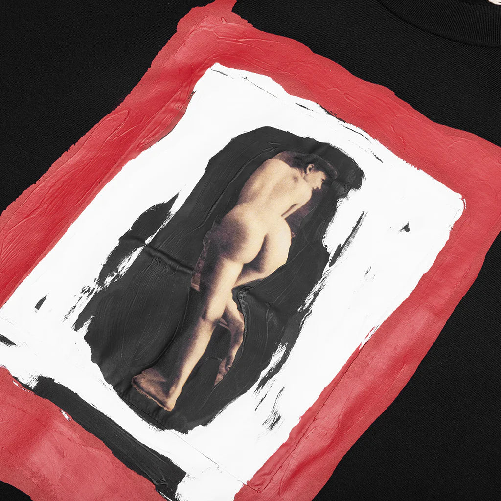 Cotton T Shirt with Mended Patch Black