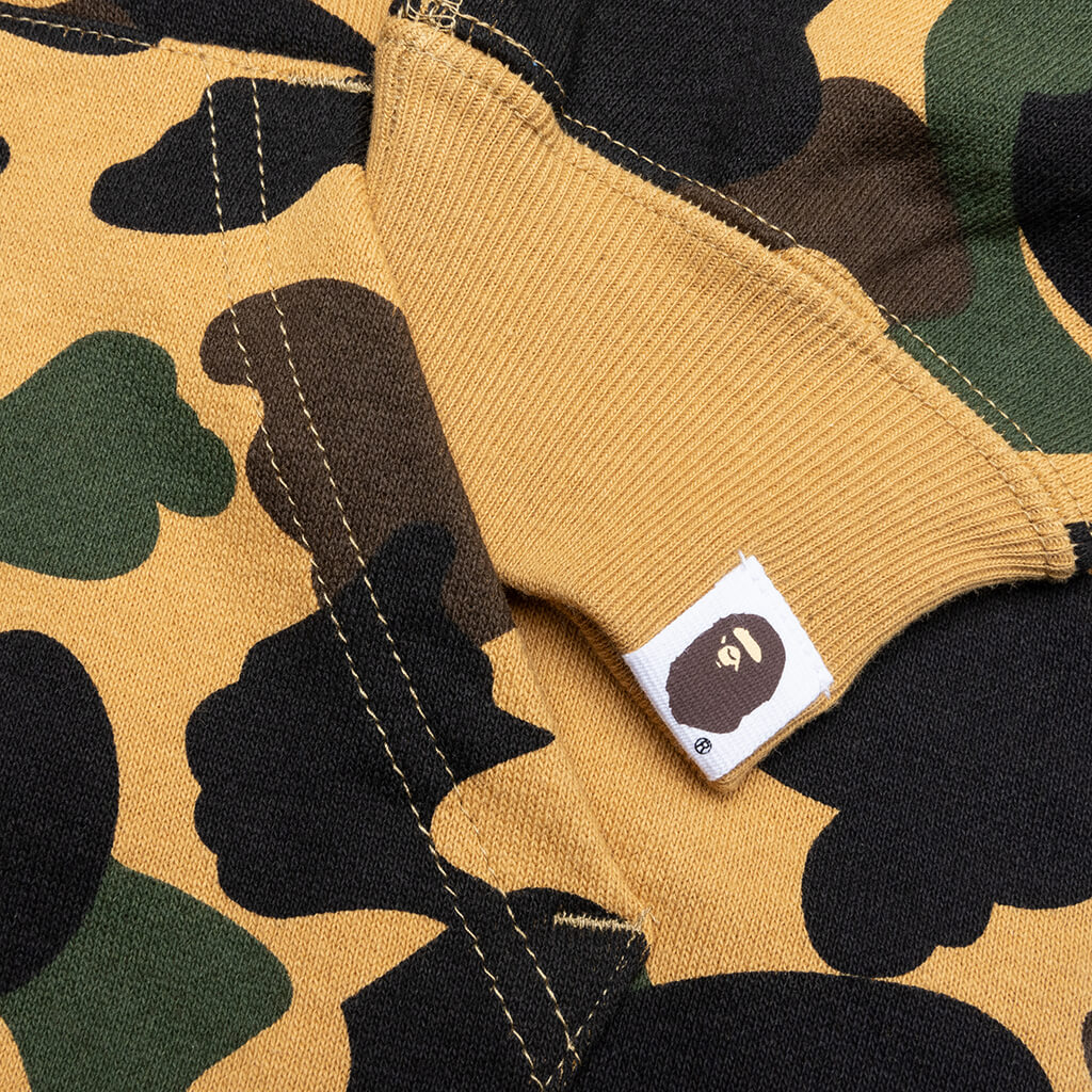 Kids 1ST Camo Patch Print Shark Zip Hoodie Yellow