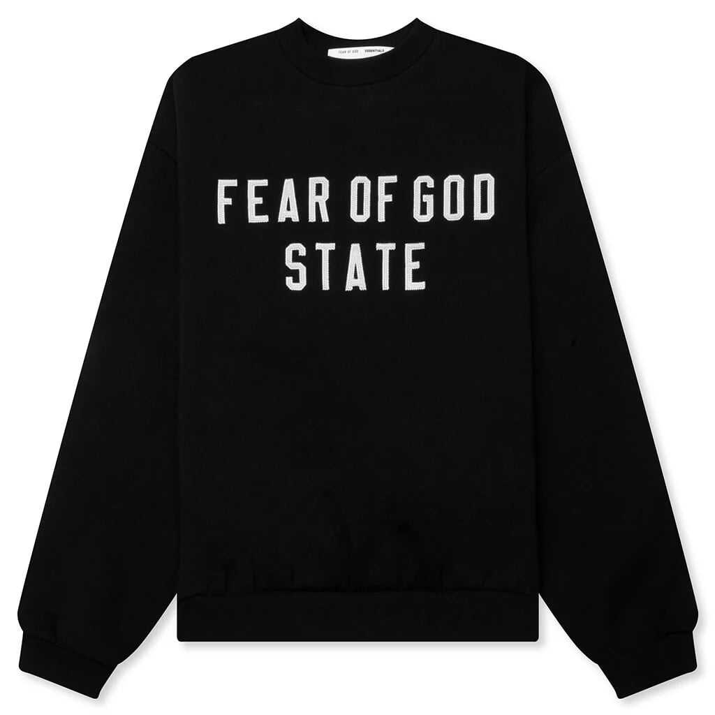 Kids 90s Fit Fleece Crewneck Jet Black
