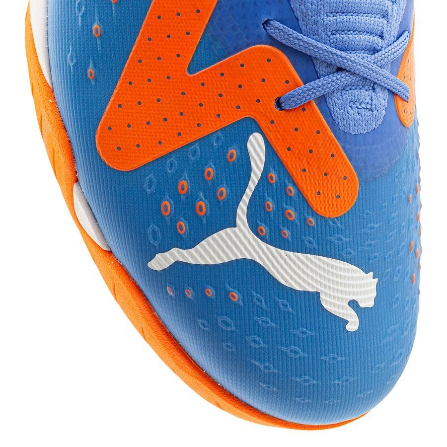 PUMA Future Match IT Indoor Soccer Shoes Blue Glimmer White Ultra Orange