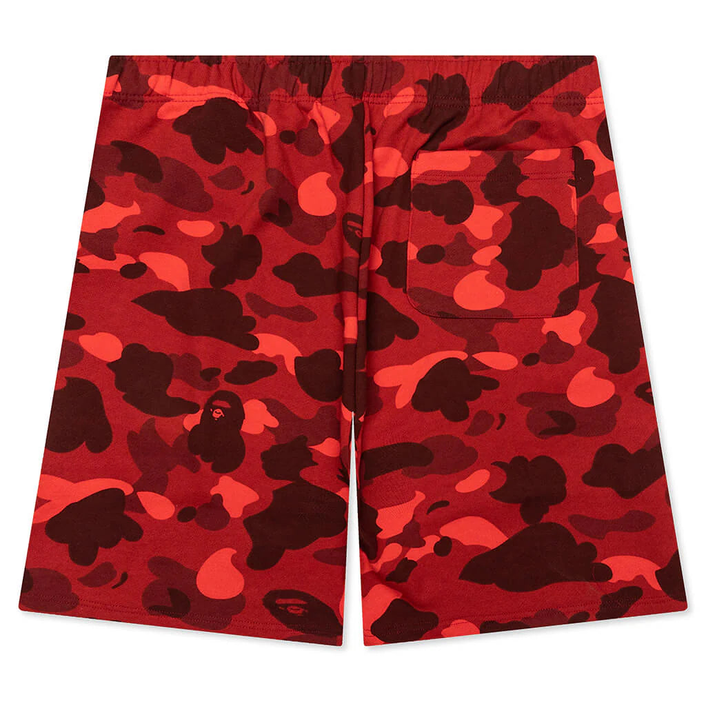 Color Camo Shark Sweat Shorts Red