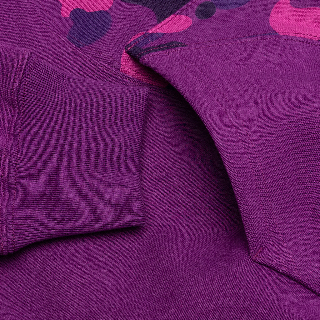 Color Camo College Cutting Relaxed Fit Hoodie Purple