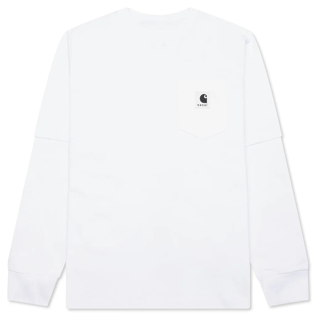 Sacai x Carhartt WIP Cotton Jersey L S T Shirt White