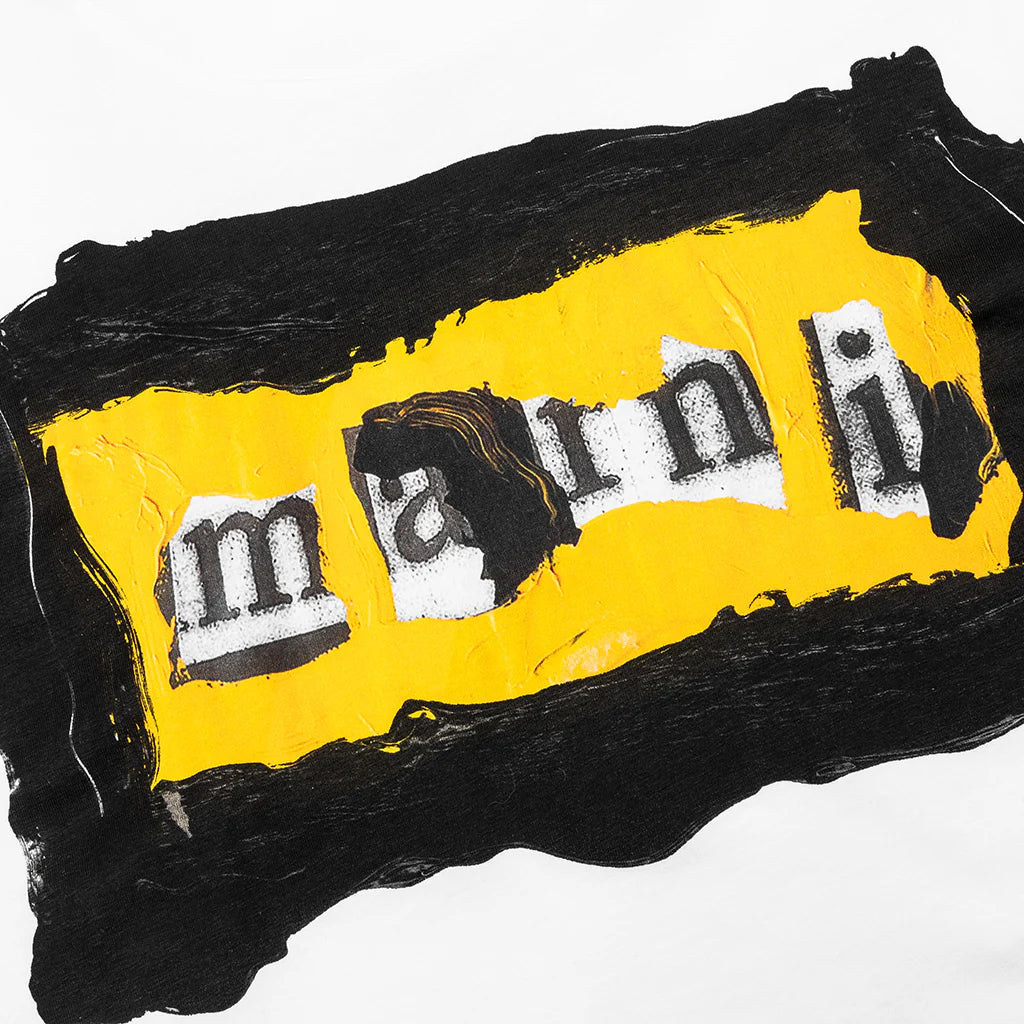 Painted On Collage Yellow Logo T Shirt Lily White