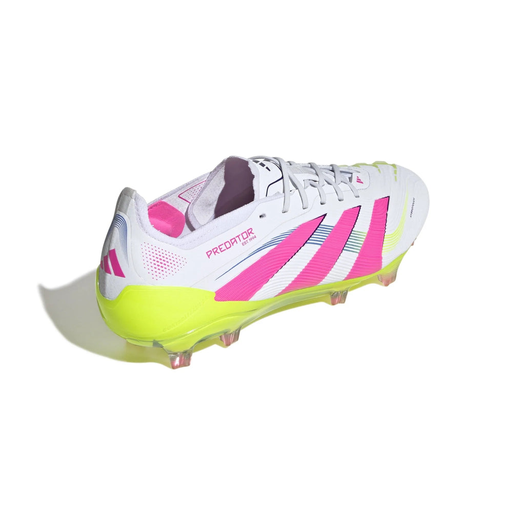 adidas Predator Elite FG Mens Firm Ground Soccer Cleats White Lucid Pink Lucid Lemon