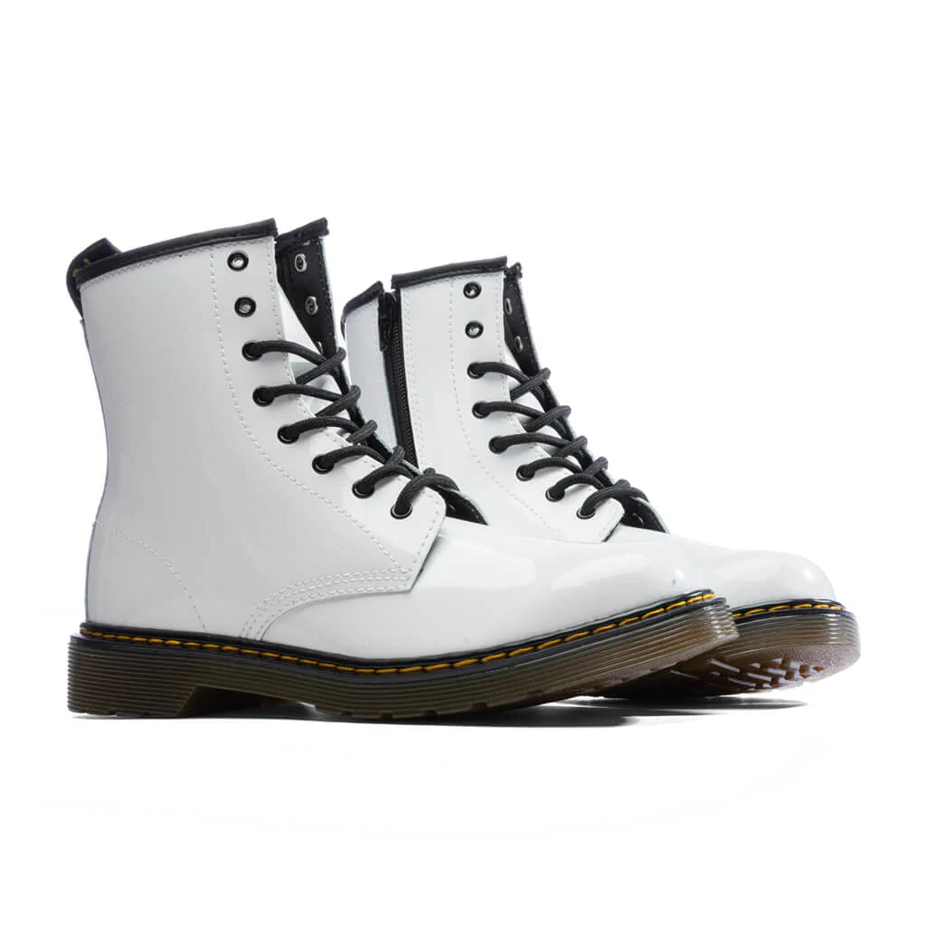 Youth 1460 Patent Leather Boots White Patent Lamper