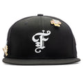 Feature x New Era Old English Plaza Fitted Black Snow Grey