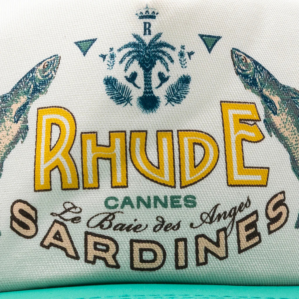 Sardines Trucker Hat Cream Teal
