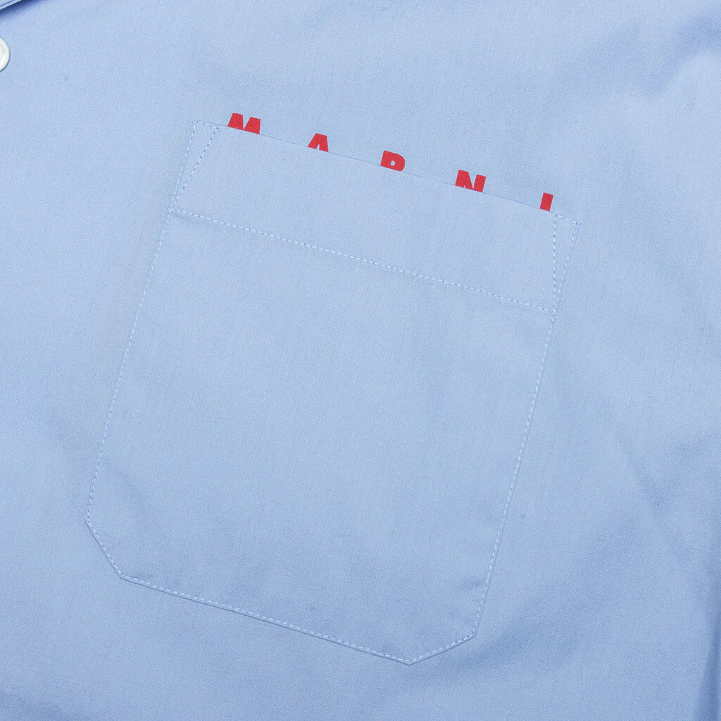 Boxy Fit Logo Bowling Shirt Iris Blue