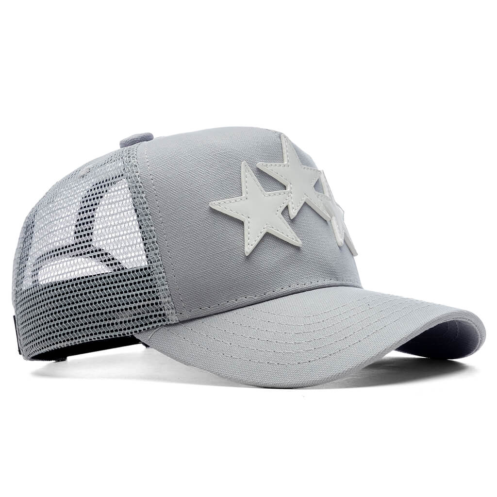 Three Star Trucker Hat Grey
