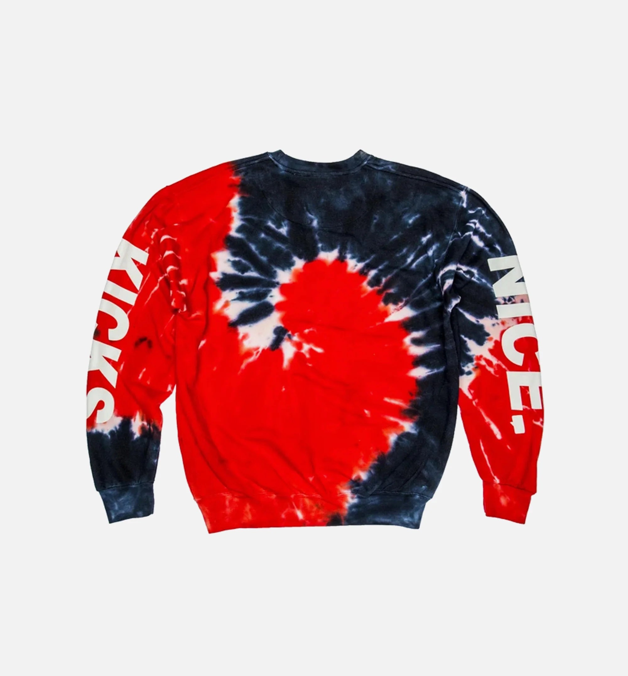 Nice Kicks Tie Dye Secret Crew Neck Mens Sweater Blue Red