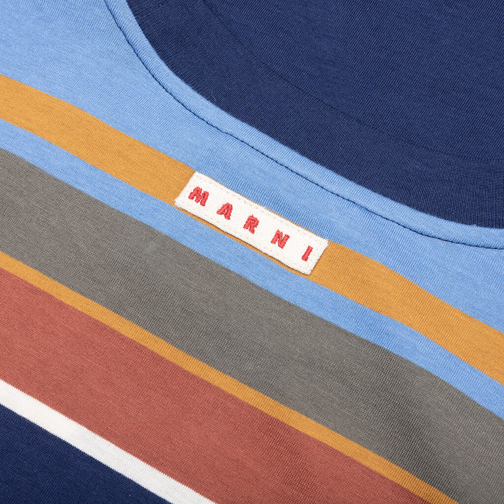 Striped Organic Cotton T Shirt Glass Blue