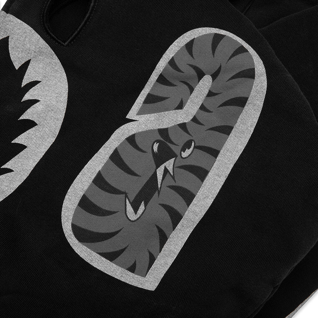 Skeleton Shark Heavy Washed Cropped Fit Full Zip Hoodie Black
