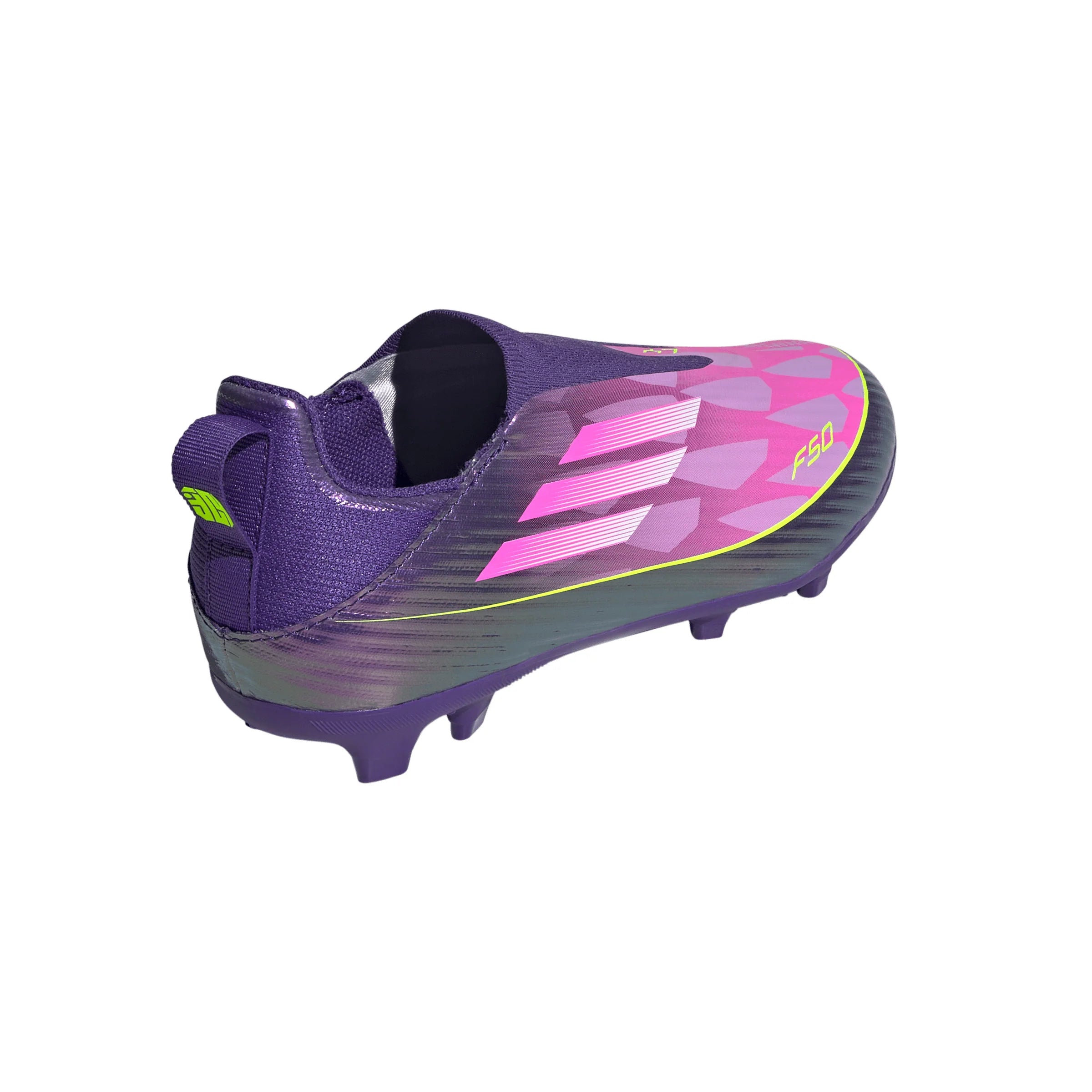 adidas F50 LEAGUE Laceless FG MG Youth Soccer Cleats Purple White Lemon
