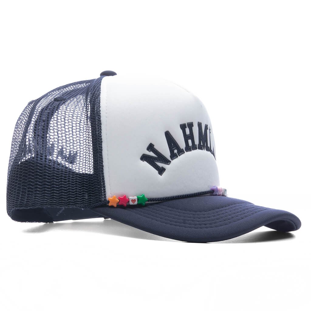 Friendship Trucker Hat Ocean Black Stripe
