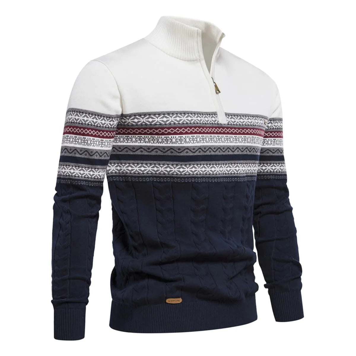 Mens Half Zip Stand Collar Polo Sweater