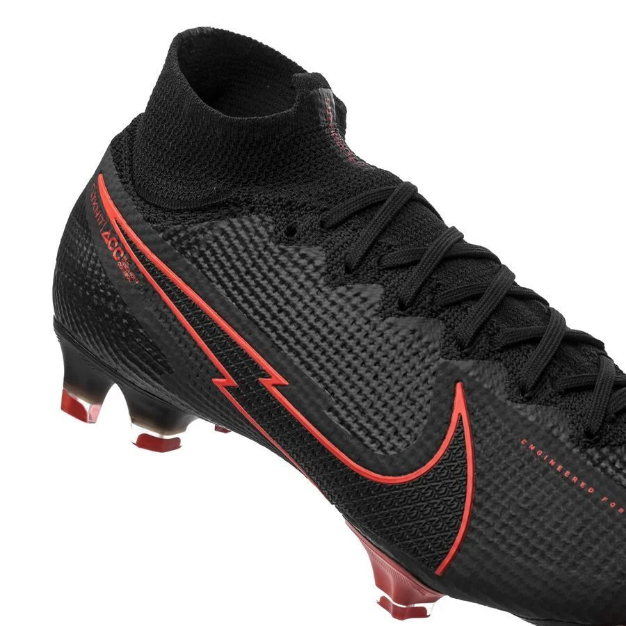 Nike Mercurial Superfly 7 Elite FG Firm Ground Mens Soccer Cleats Black Chile Red Dark Smoke Grey