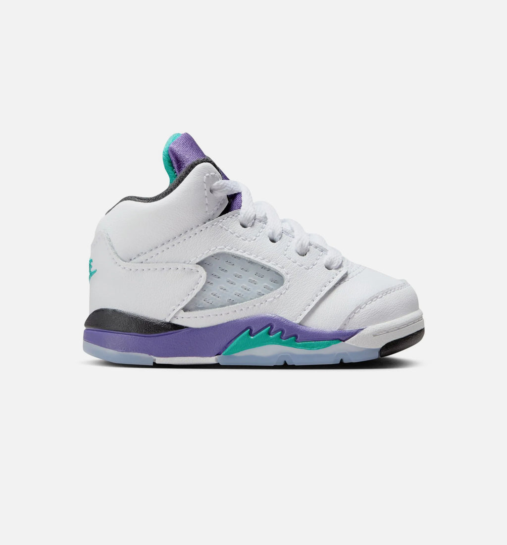 Air Jordan 5 Retro Grape Infant Toddler Lifestyle Shoe White New Emerald Grape Ice Black