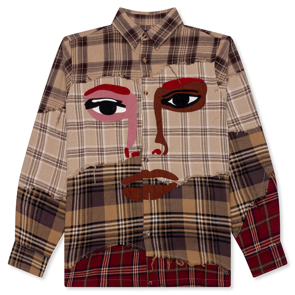 Face Patchworked Flannel Red Multi