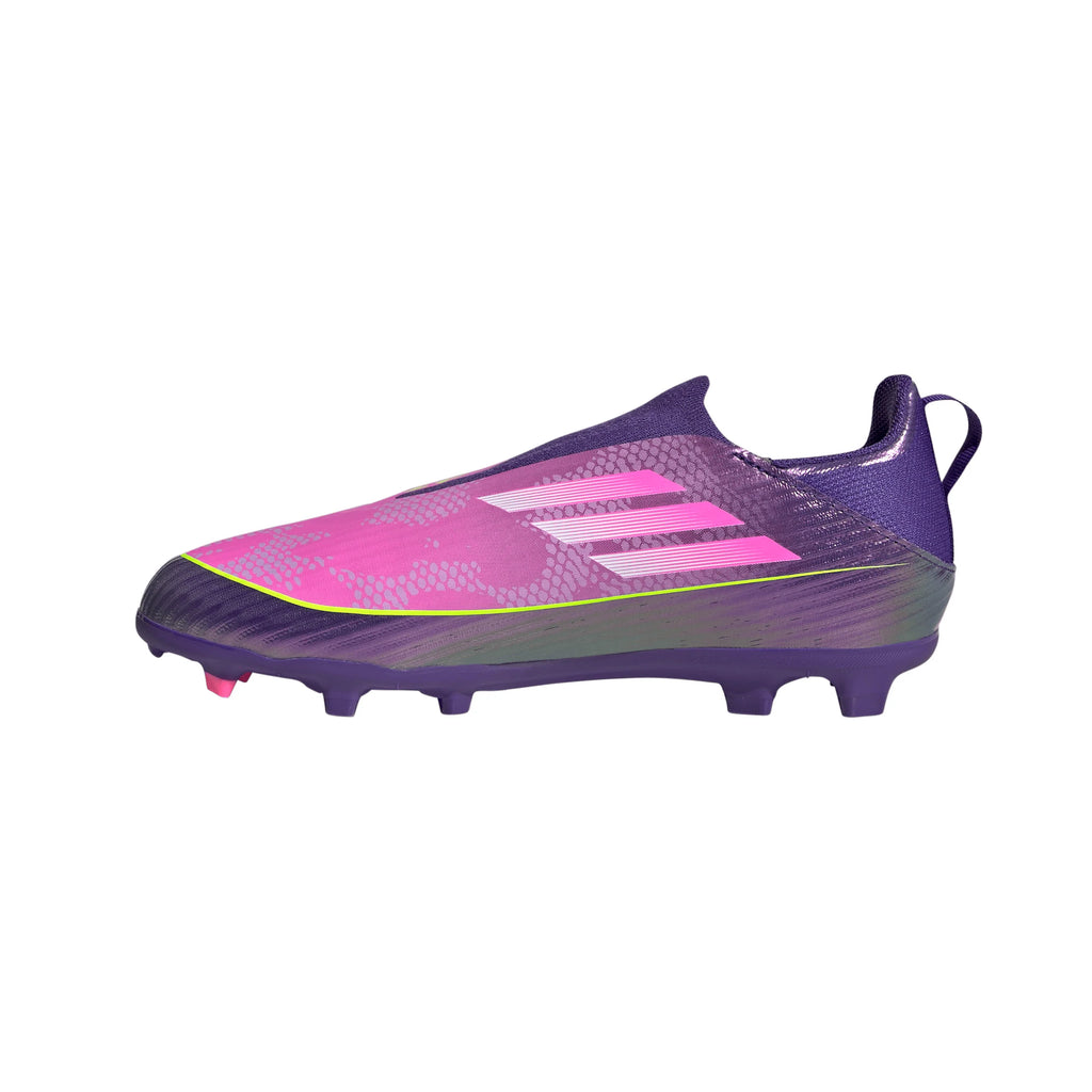 adidas F50 LEAGUE Laceless FG MG Youth Soccer Cleats Purple White Lemon