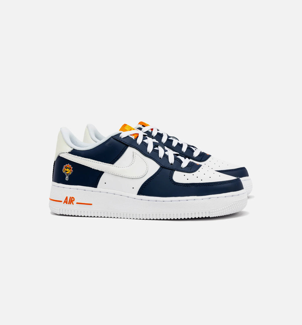 Air Force 1 LV8 Grade School Lifestyle Shoe Midnight Navy Safety Orange