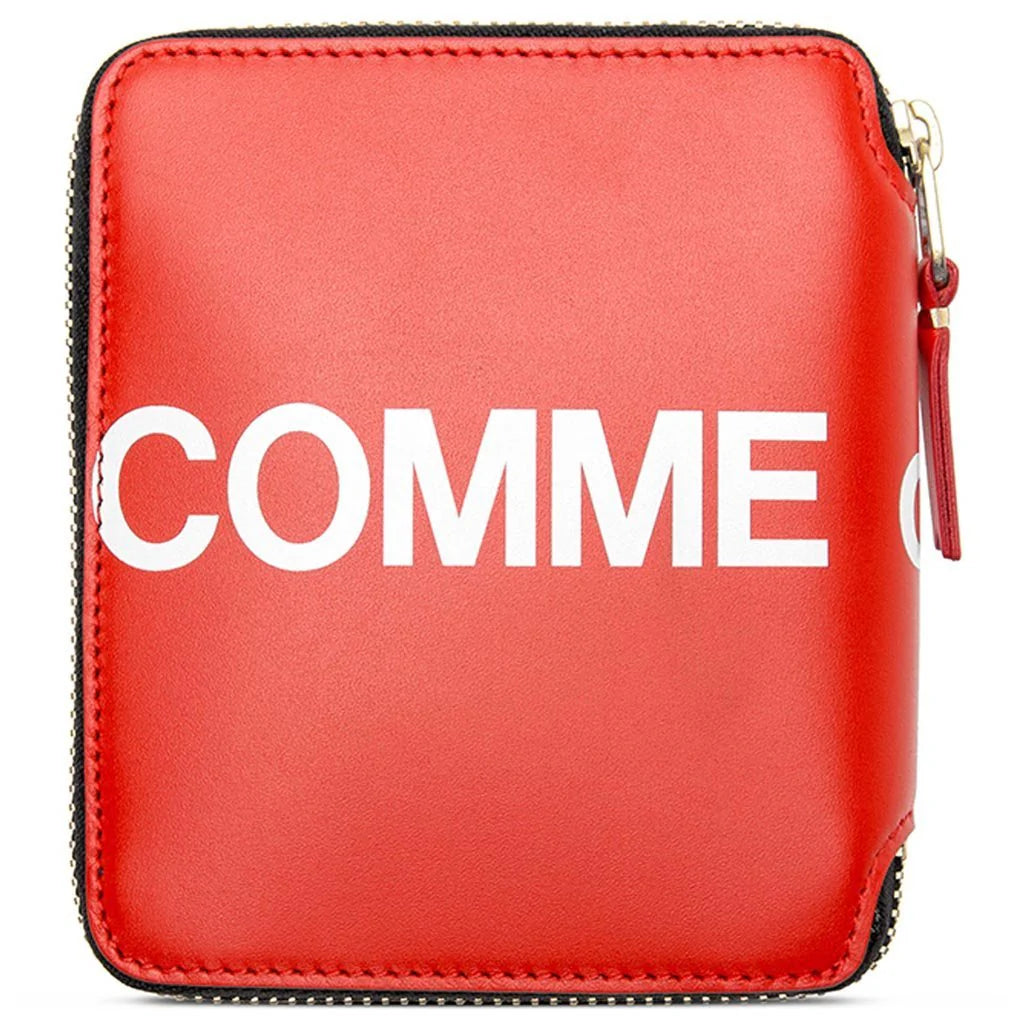 Comme des Garcons Huge Logo Leather Wallet Red