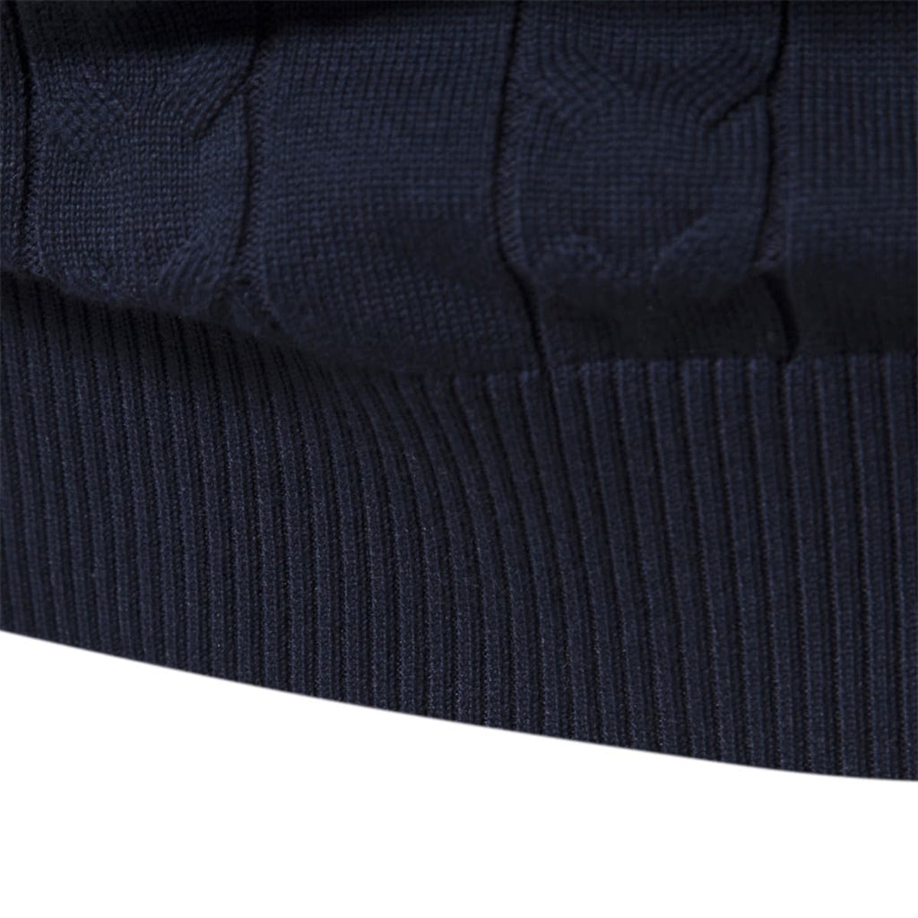 Mens Half Zip Stand Collar Polo Sweater
