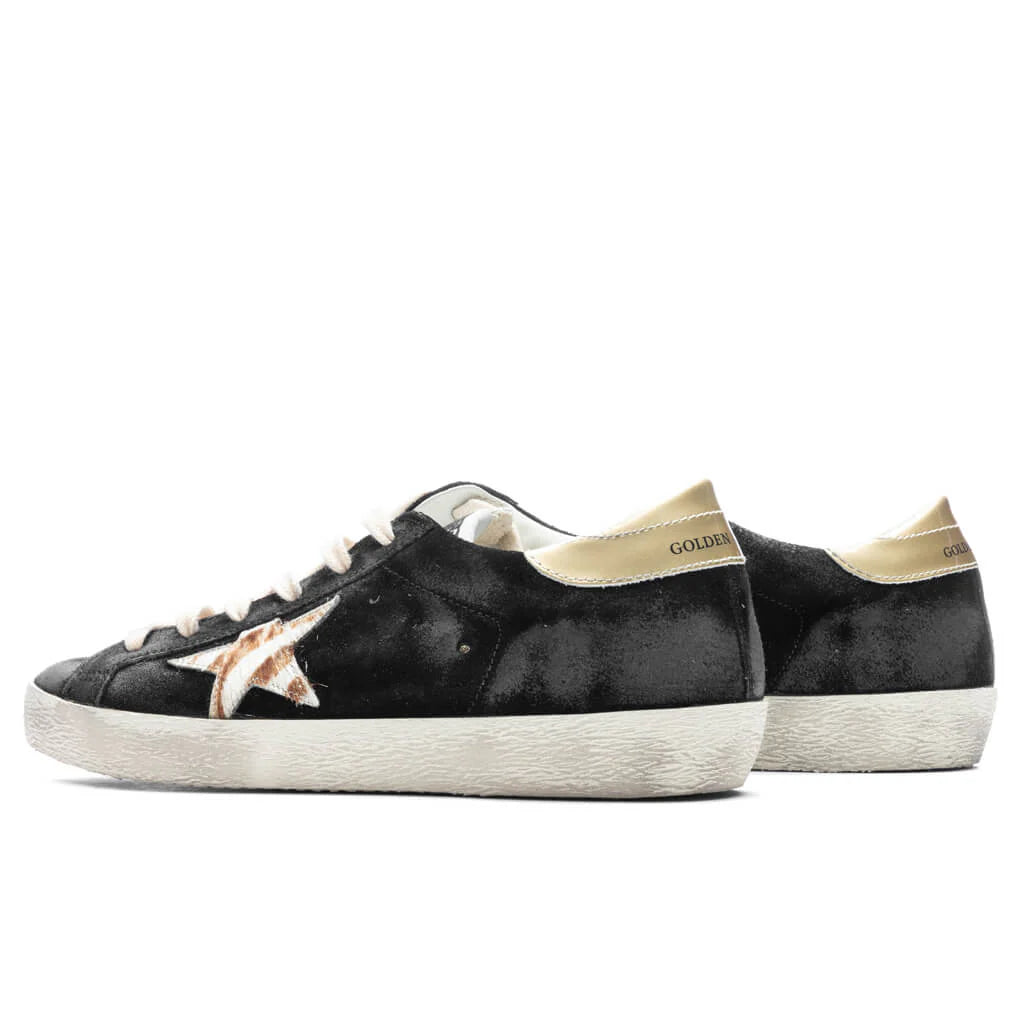 Womens Super Star Sneakers Black White White Beige Zebra