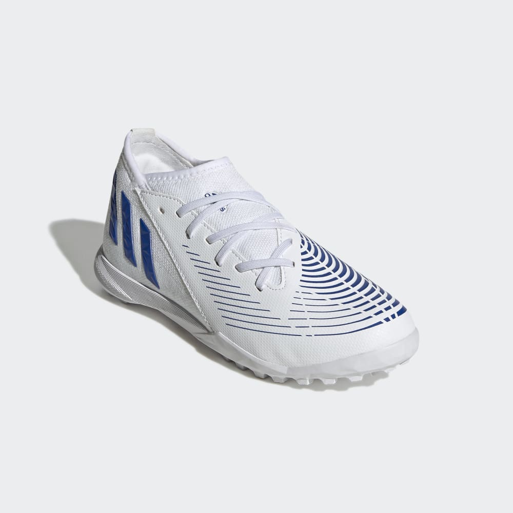 adidas Kids Predator Edge 3 TF J Turf Football Boots White Blue