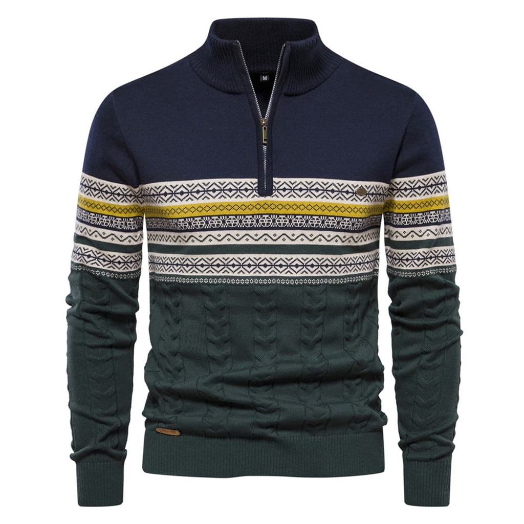 Mens Half Zip Stand Collar Polo Sweater