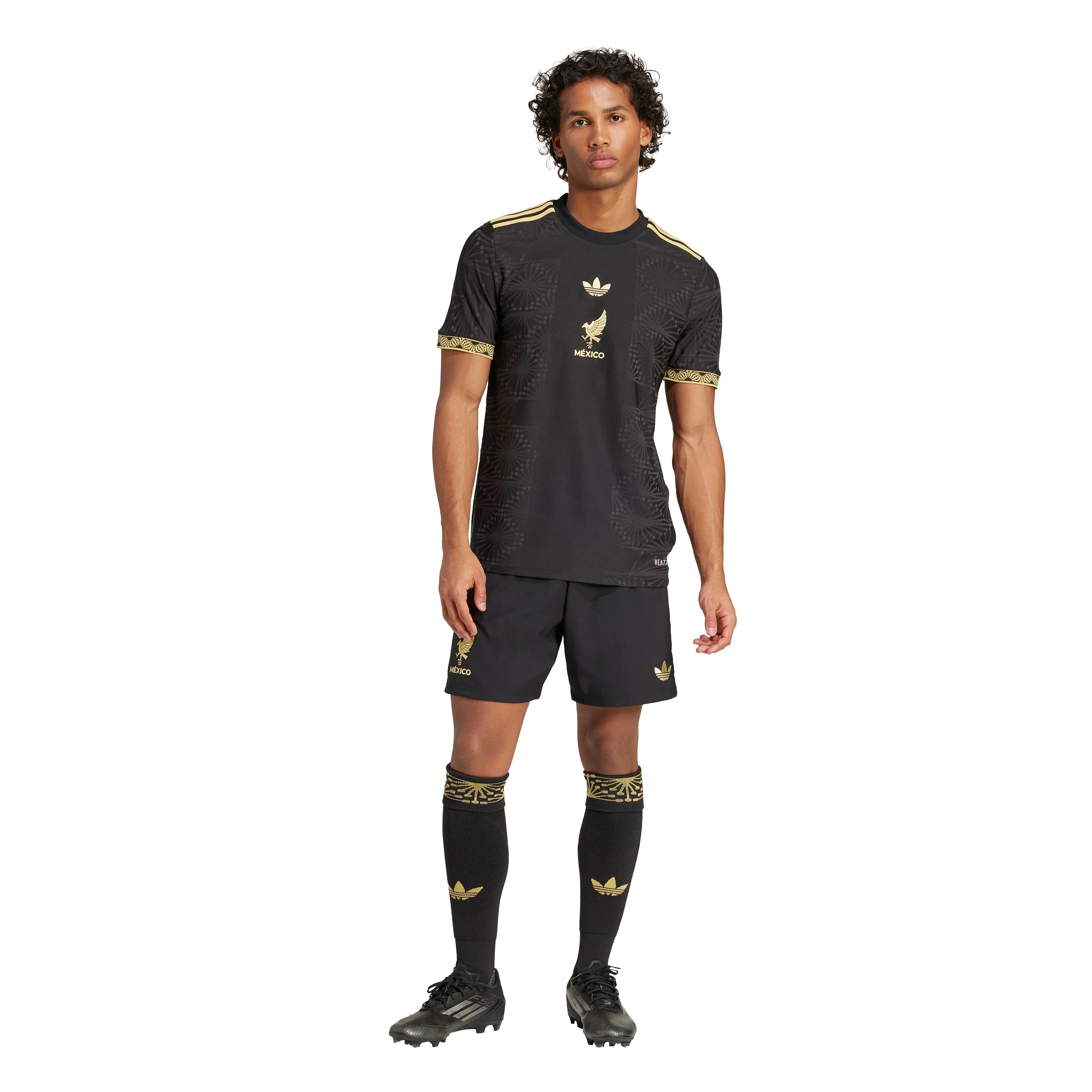 adidas Mexico 25 Gold Mens Soccer Shorts Black