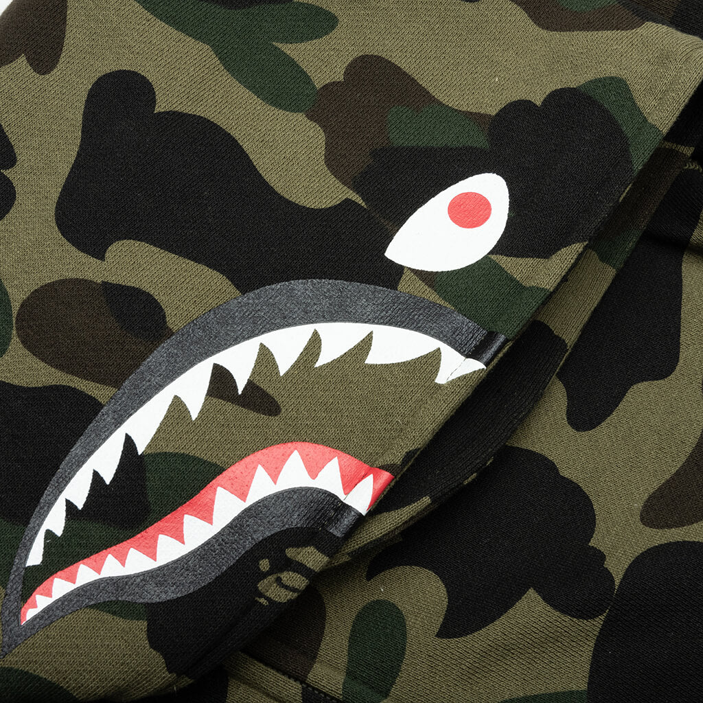Kids 1ST Camo Patch Print Shark Zip Hoodie Green