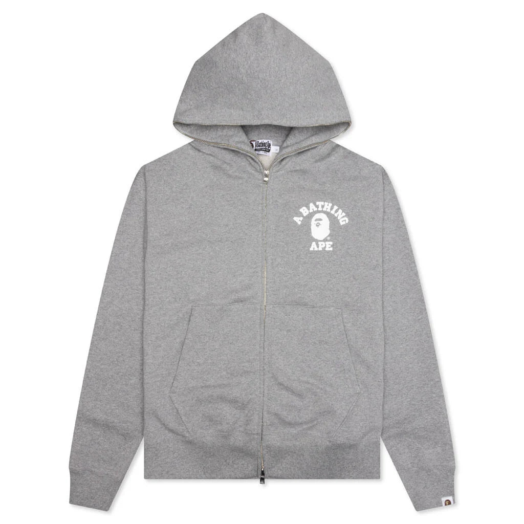 College Relaxed Fit Full Zip Hoodie Gray