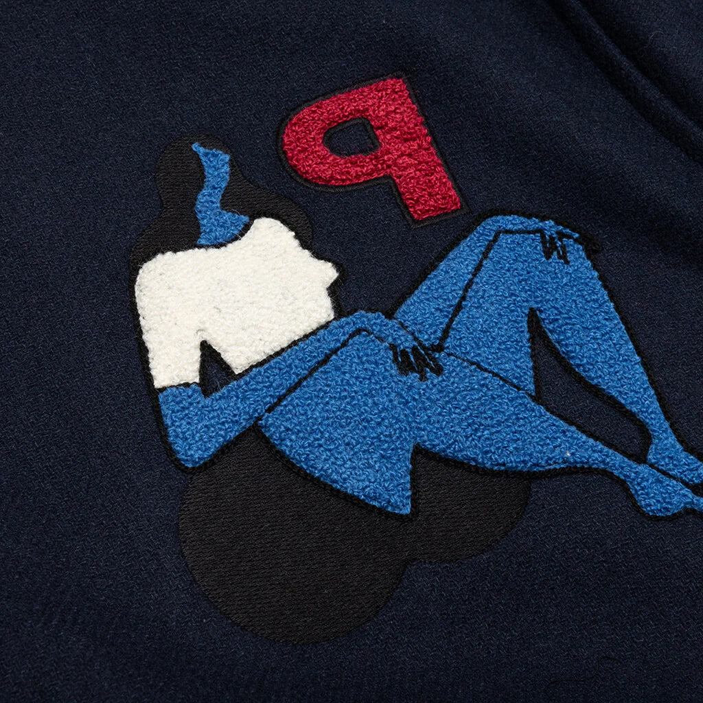 Run Sit Bike Varsity Jacket Navy Blue