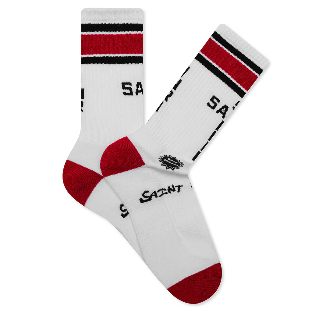 Saint Sinner Socks White Red