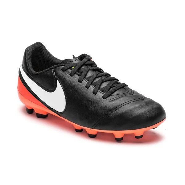 Nike Tiempo Genio II Leather FG Firm Groun Soccer Cleats Black White Orange